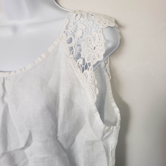Michel Angelo 100% Linen White Short Sleeve Blouse Made in Italy Lightweight Top - Picture 3 of 6